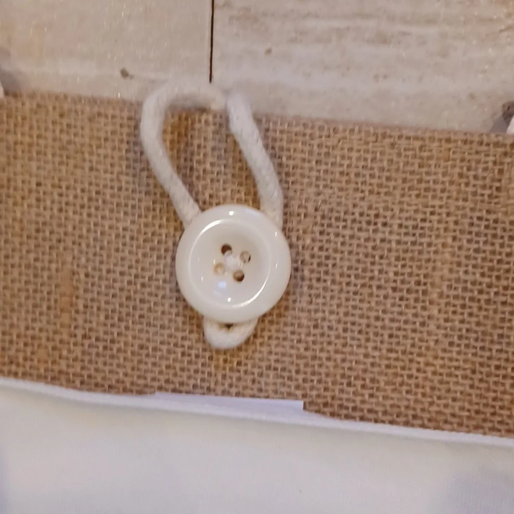 "Hello Weekend" Natural Burlap Tote Bag - Picture 3 of 7